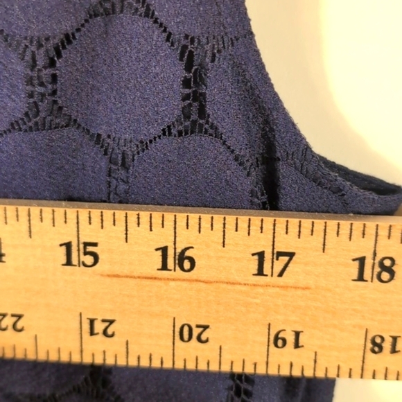 Adrianna Papell Navy Blue & Coral Pink Sheath Dot Retro Mod Dress Size 14 - Picture 15 of 16